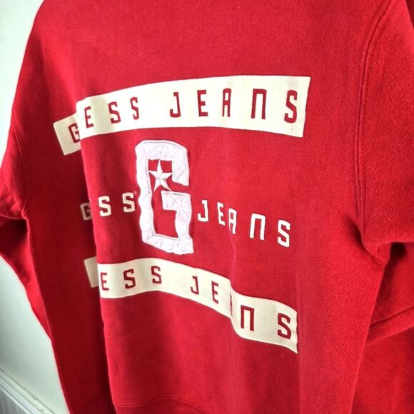 Women's 90's Y2k Vintage Guess Jeans Red Pullover Sweatshirt Size Medium - Picture 10 of 10